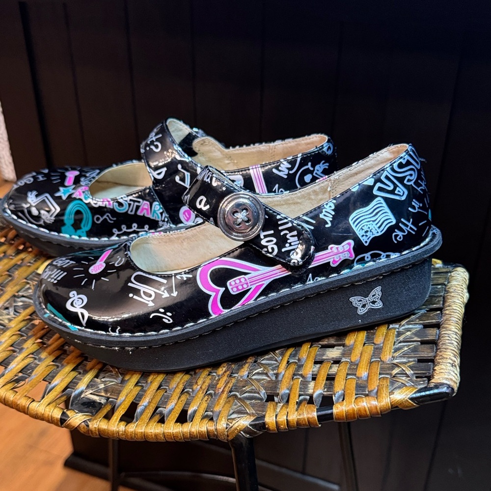 Alegria Kid Vin 353 Rock Star Black Mary Jane Sz 5 Girls